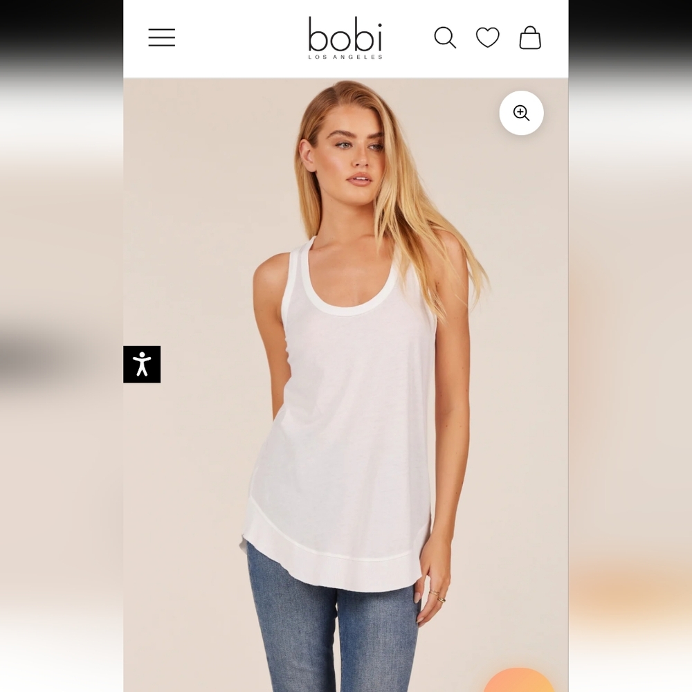 NWT Bobi White Women's Tank Top Size S